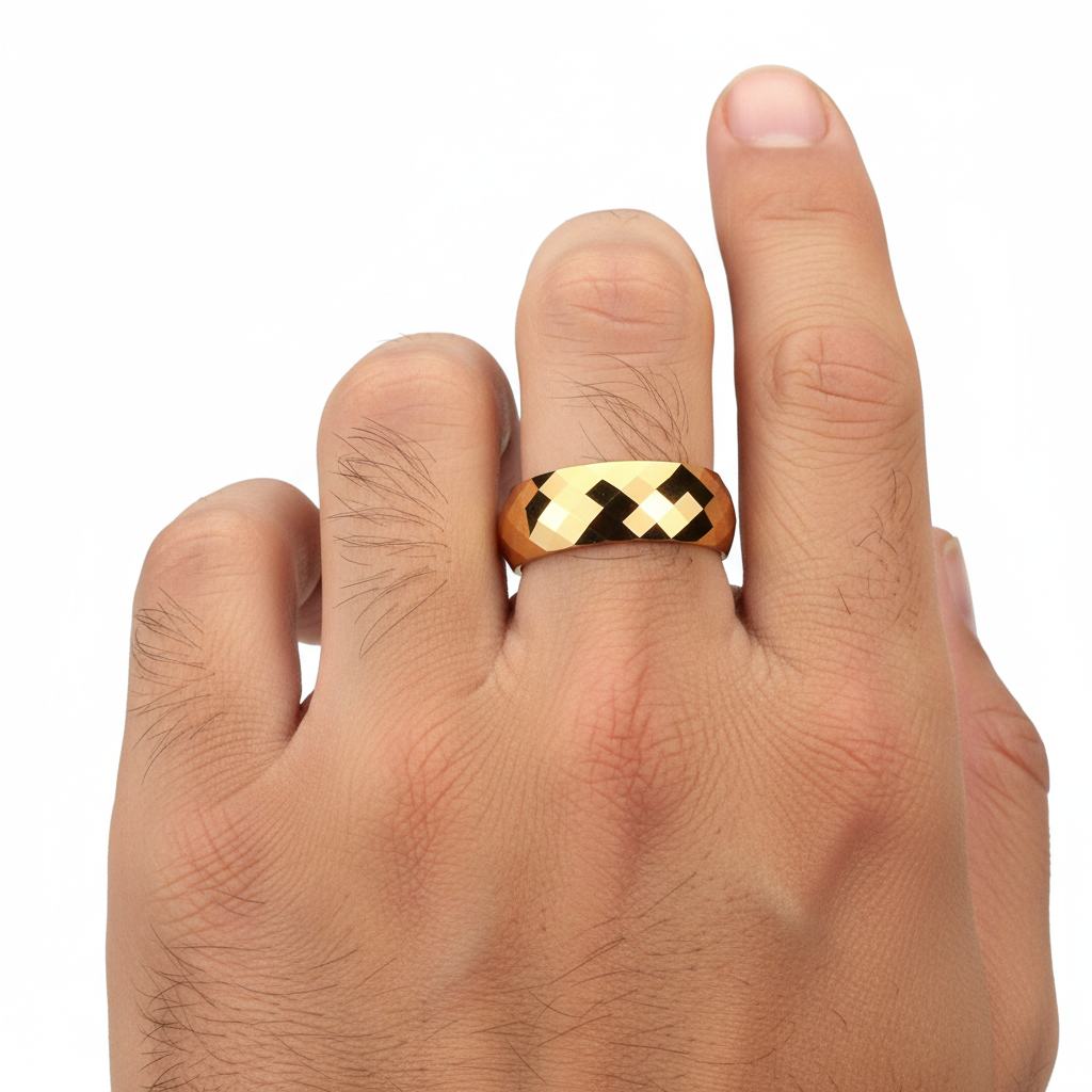 Gold Mercury Tungsten Carbide Ring 8mm