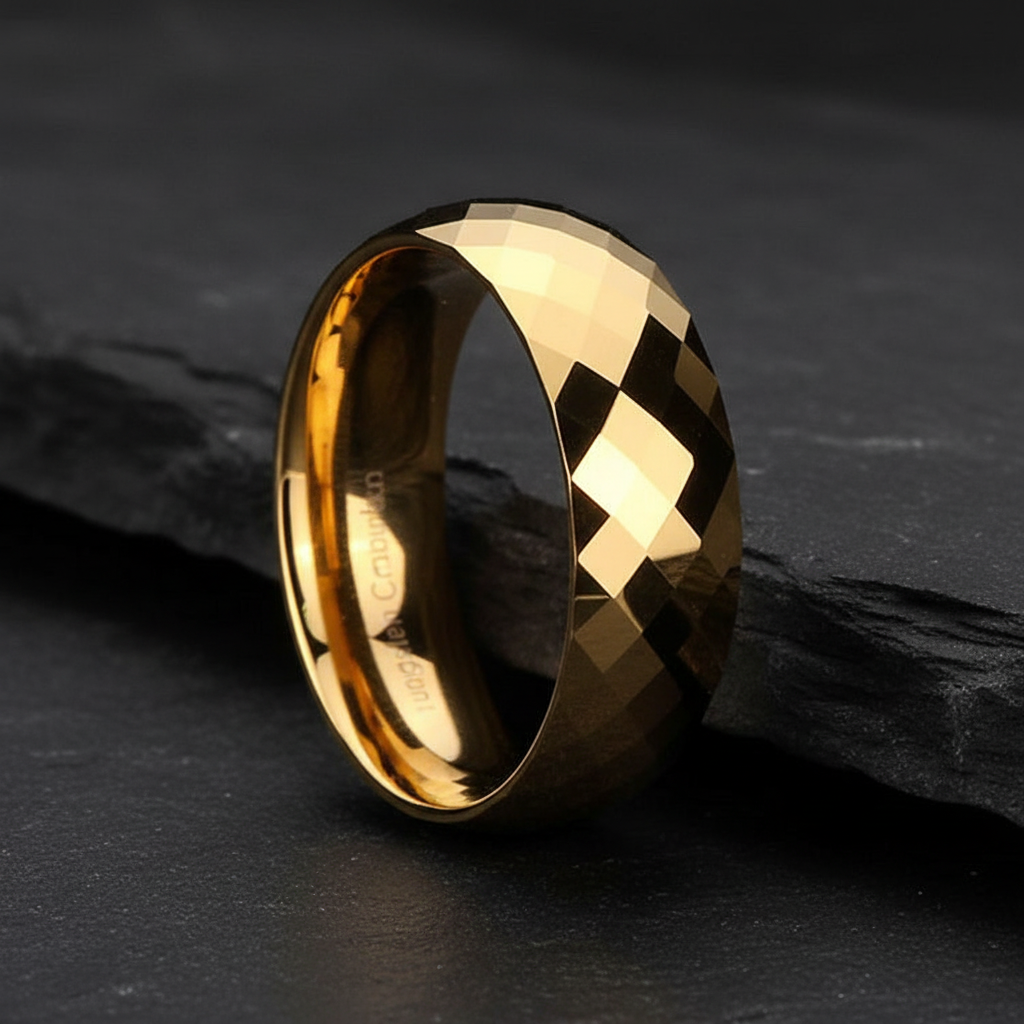 Gold Mercury Tungsten Carbide Ring 8mm
