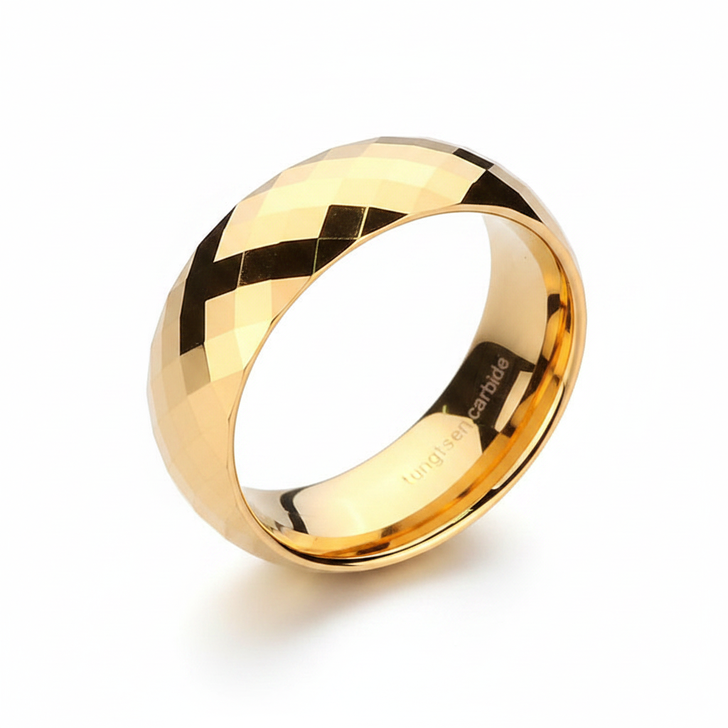 Gold Mercury Tungsten Carbide Ring 8mm