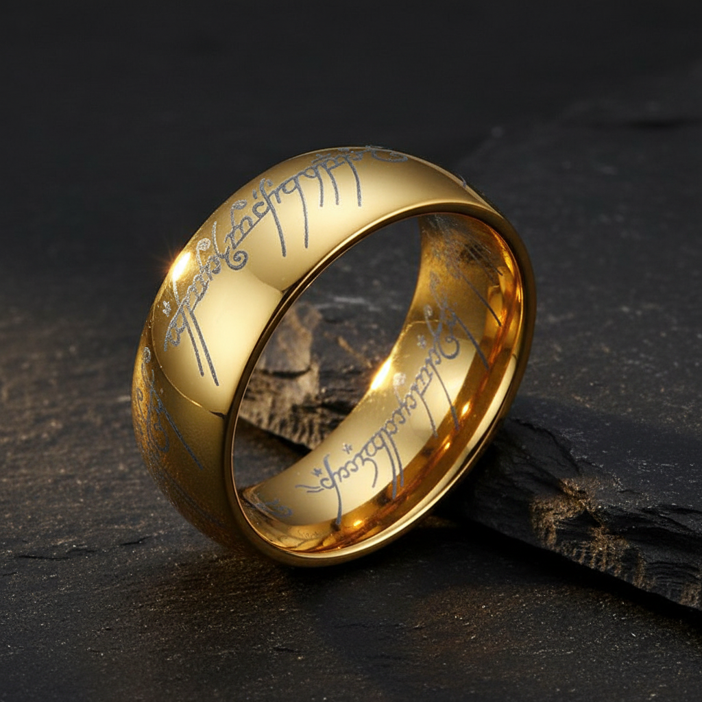 Gold Lord of the Rings Tungsten Ring 8mm