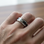 Black Tungsten Carbon Fiber Ring with Stone 8mm