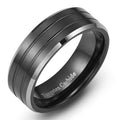 black tungsten ring with two grooves