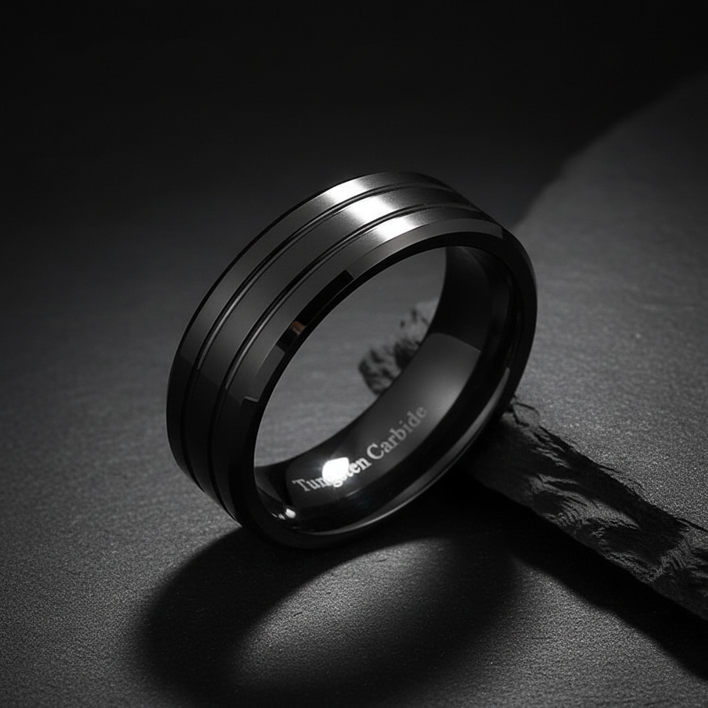 Marvo Black Tungsten Carbide Ring 8mm