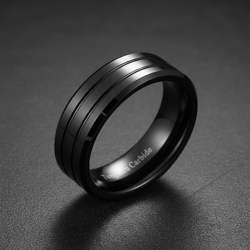Marvo Black Tungsten Carbide Ring 8mm