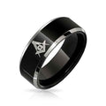 Black ring with Masonic symbol on a white background