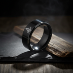 Masonic 8mm Black Tungsten Carbide Beveled Ring