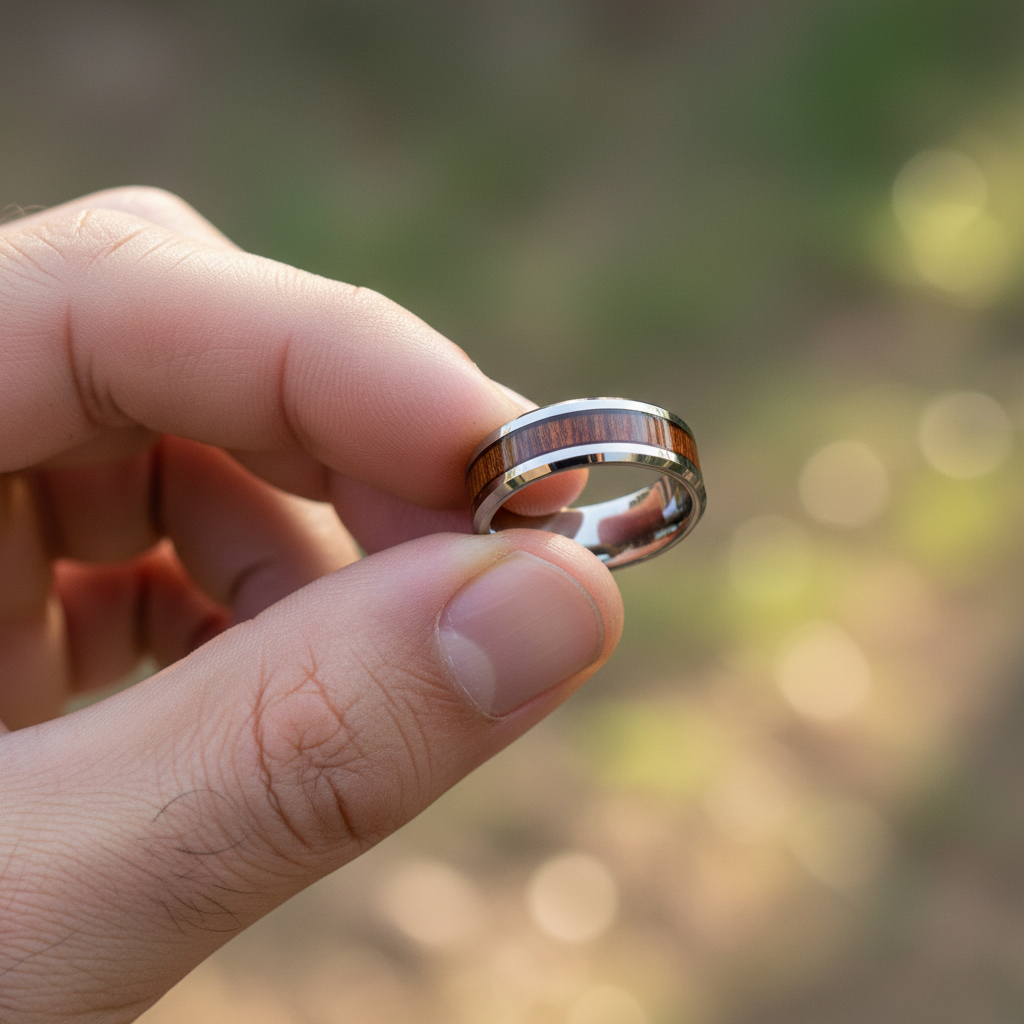 Max Tungsten Carbide Wooden Inlay Ring 8mm