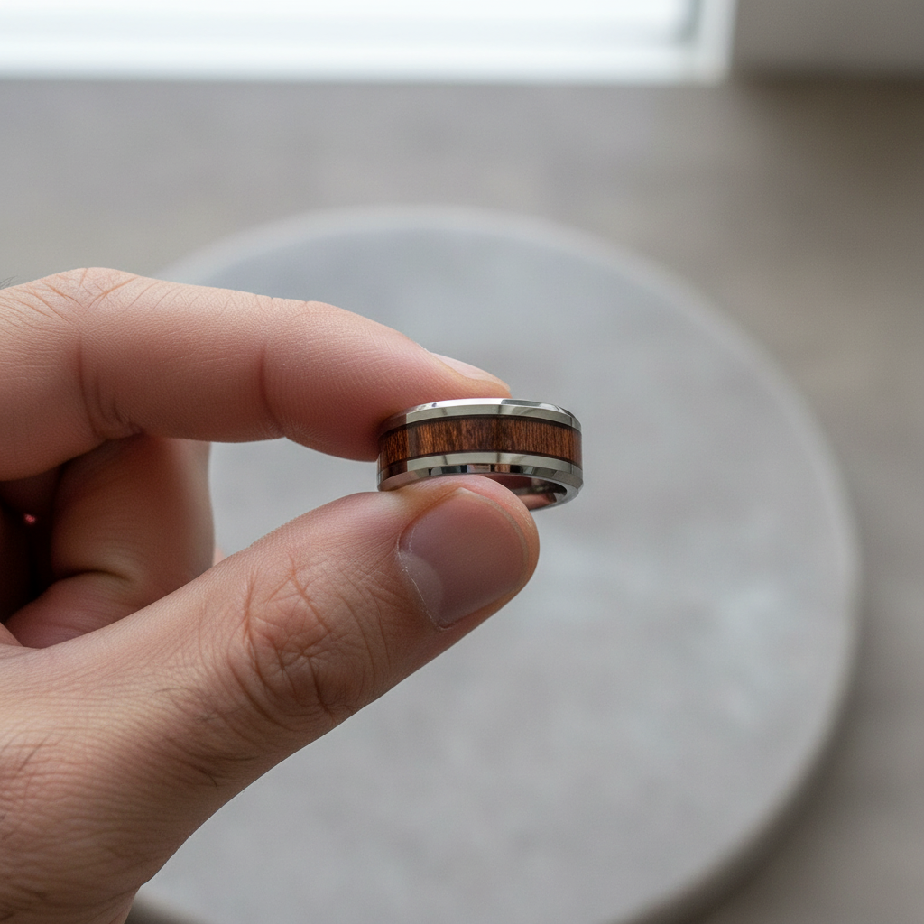 Max Tungsten Carbide Wooden Inlay Ring 8mm