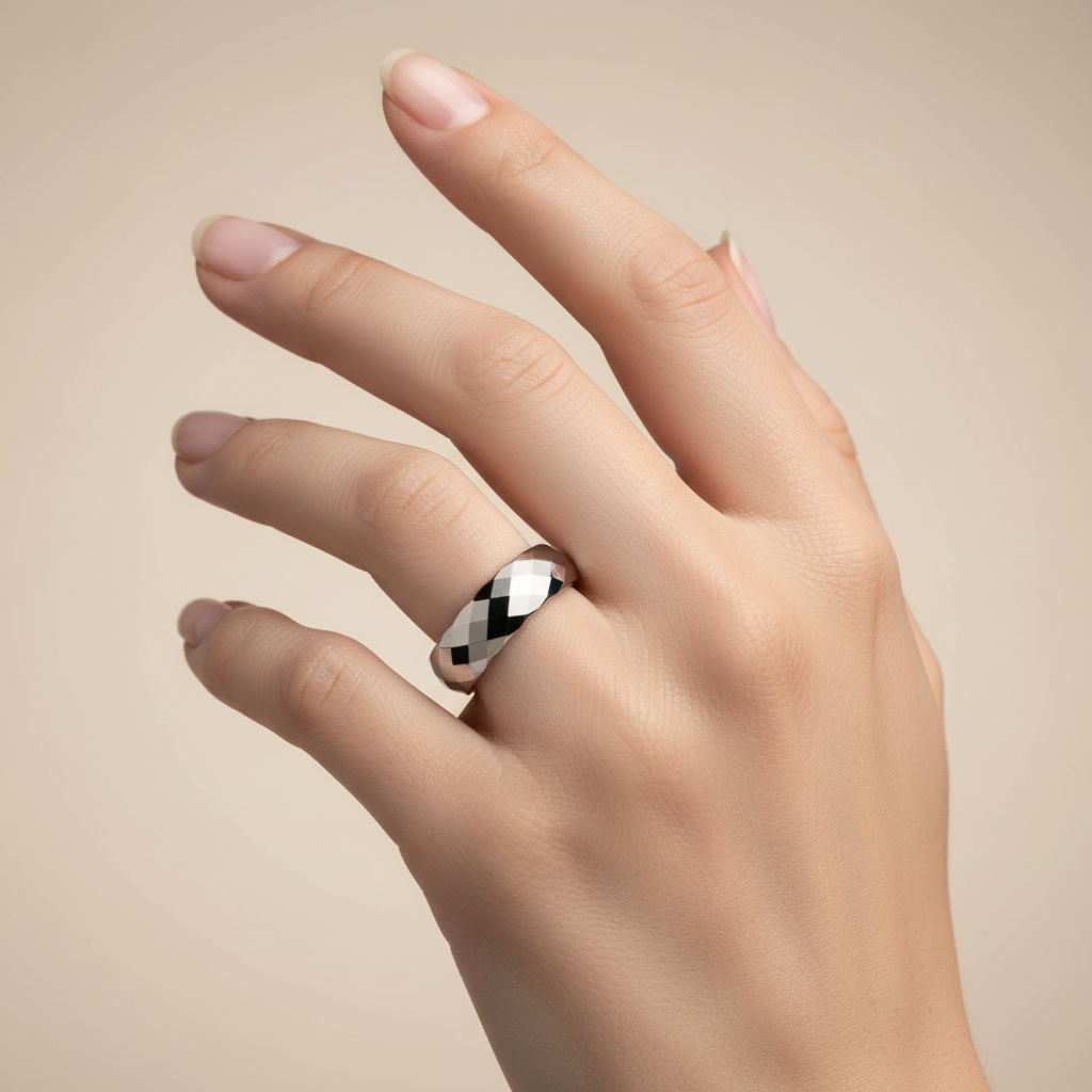 Mercury Faceted Tungsten Ring 6mm