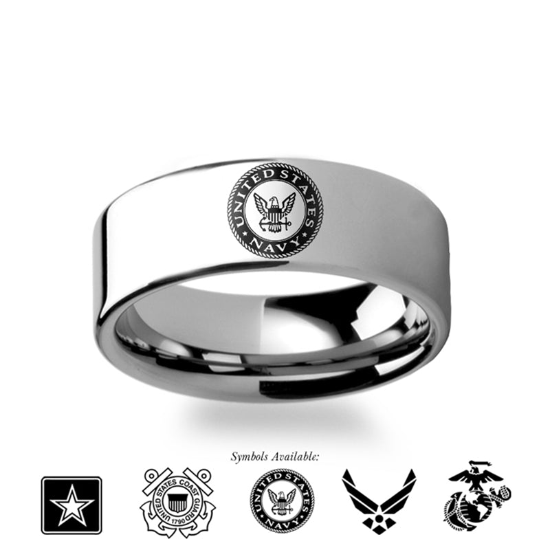 Army Navy Coast Guard Marines Military Tungsten Ring 8mm