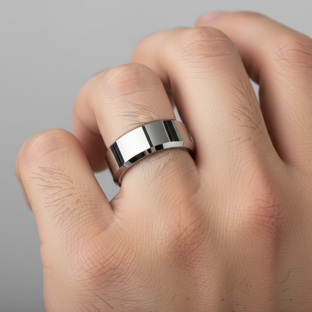 Nicollo Beveled Polished Tungsten Ring 10mm