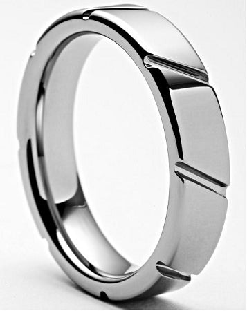 Oris 5mm Slanted Grooves Tungsten ring