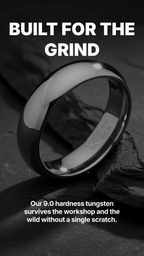 Black Classic Domed 8mm Classic Tungsten Ring