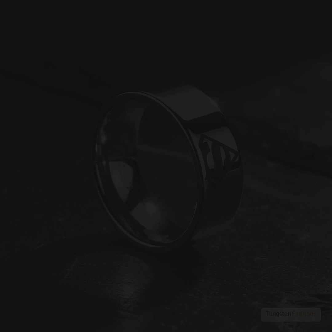 Superman Beveled Tungsten Ring 8mm