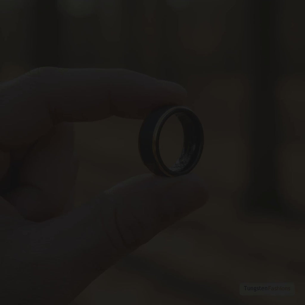 Black & Gold Men's Satin Tungsten Wedding Band 8mm