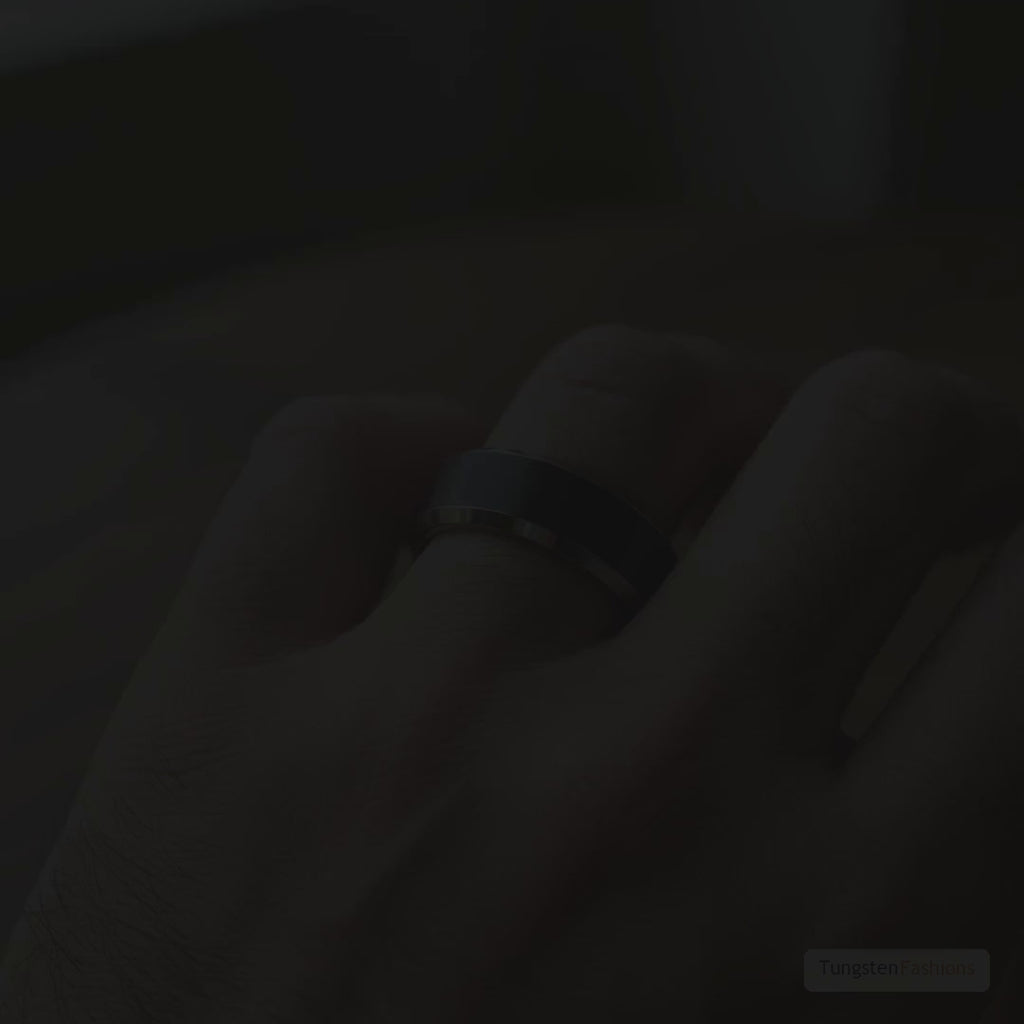 Genno Men's Black Matte Tungsten Wedding Band 8mm