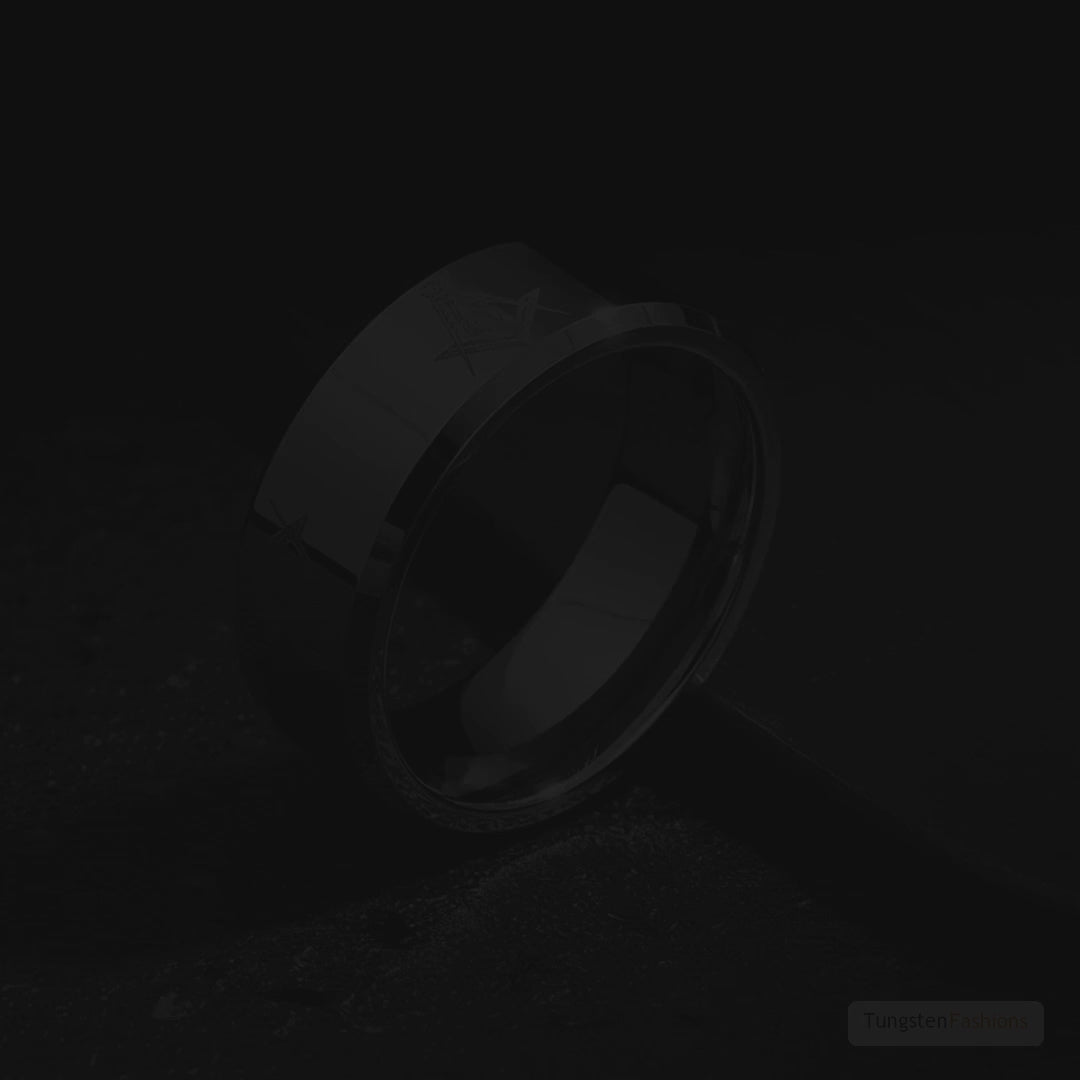 Masonic Men's Silver Tungsten Ring 8mm