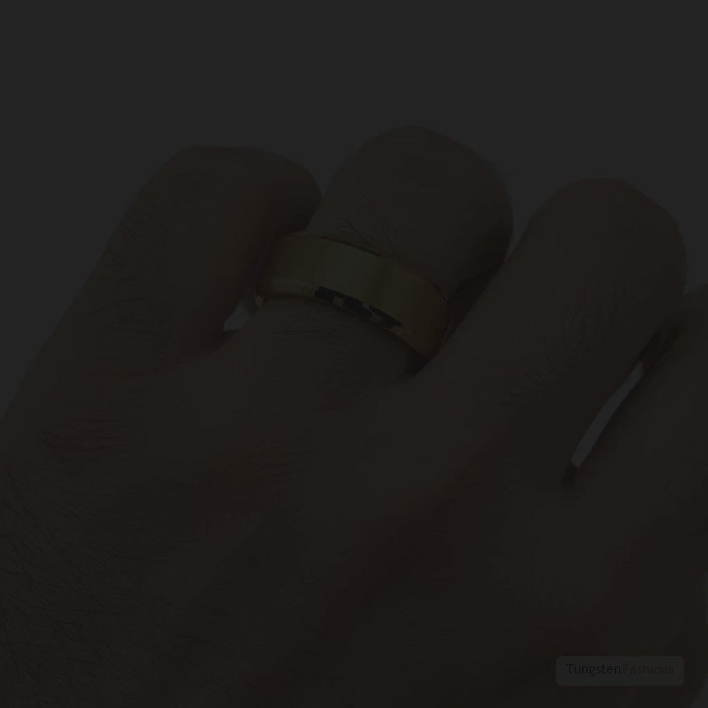 Gold Beveled Men's Tungsten Wedding Band 8mm