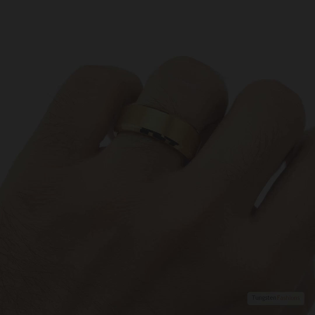 Gold Beveled Men's Tungsten Wedding Band 8mm