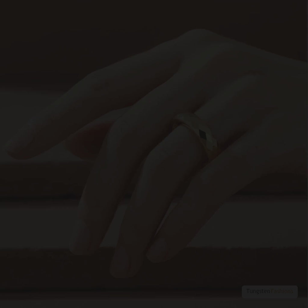 Mercury Gold Faceted Tungsten Wedding Band 5mm
