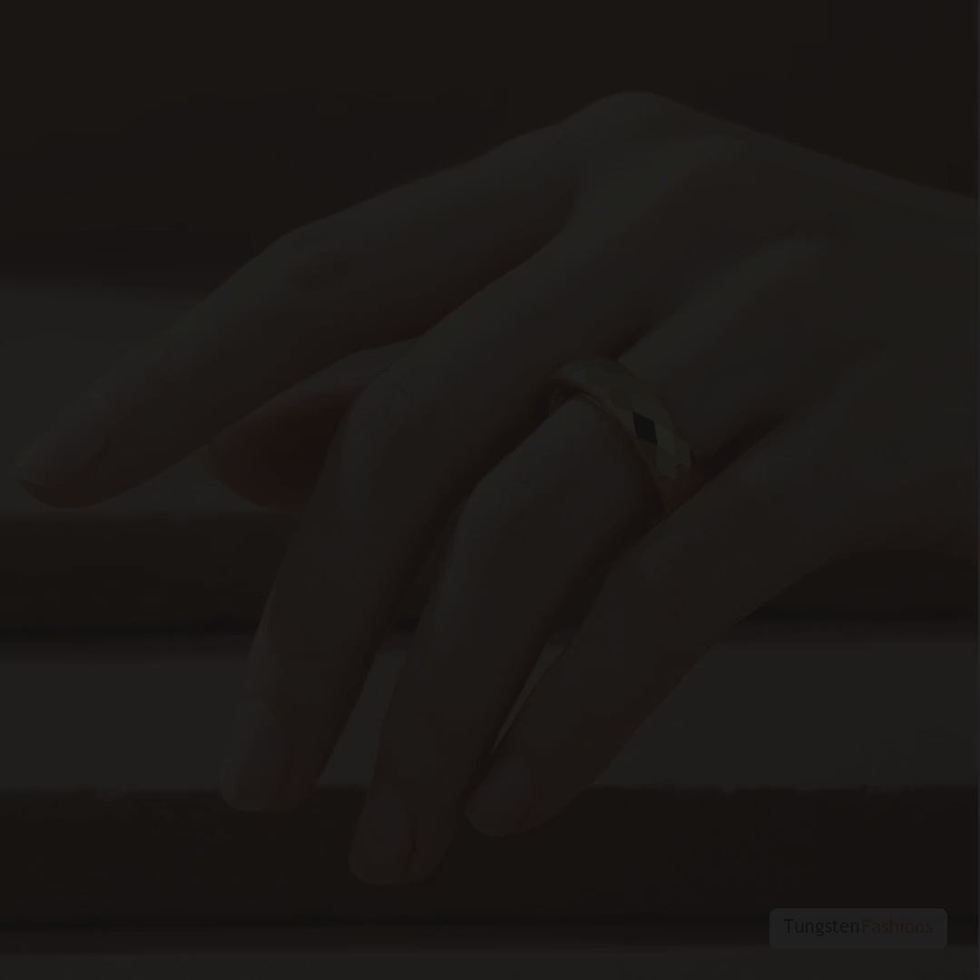 Mercury Gold Faceted Tungsten Wedding Band 5mm