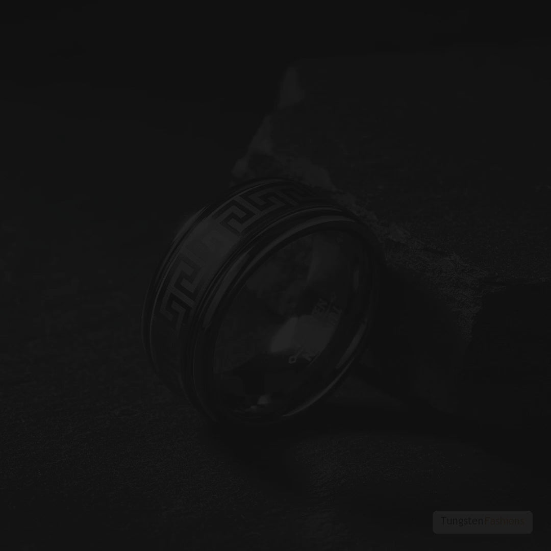 Greek Key Men's Tungsten Wedding Band 8mm