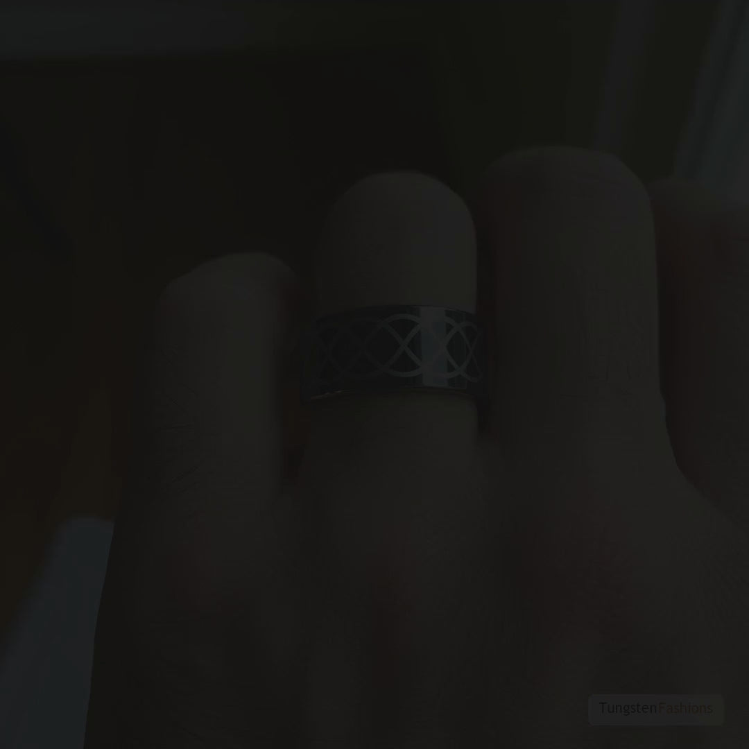 Odyssey Silver Infinity Tungsten Wedding Band 8mm