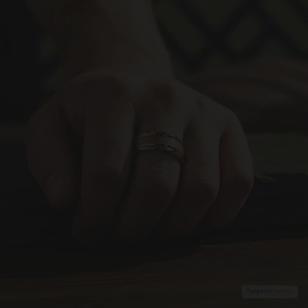 Rose Gold Brick Men's Tungsten Wedding Band 8mm