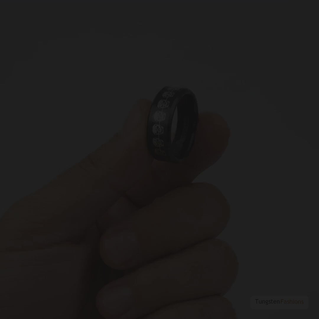 Skull Men's Black Tungsten Ring 8mm