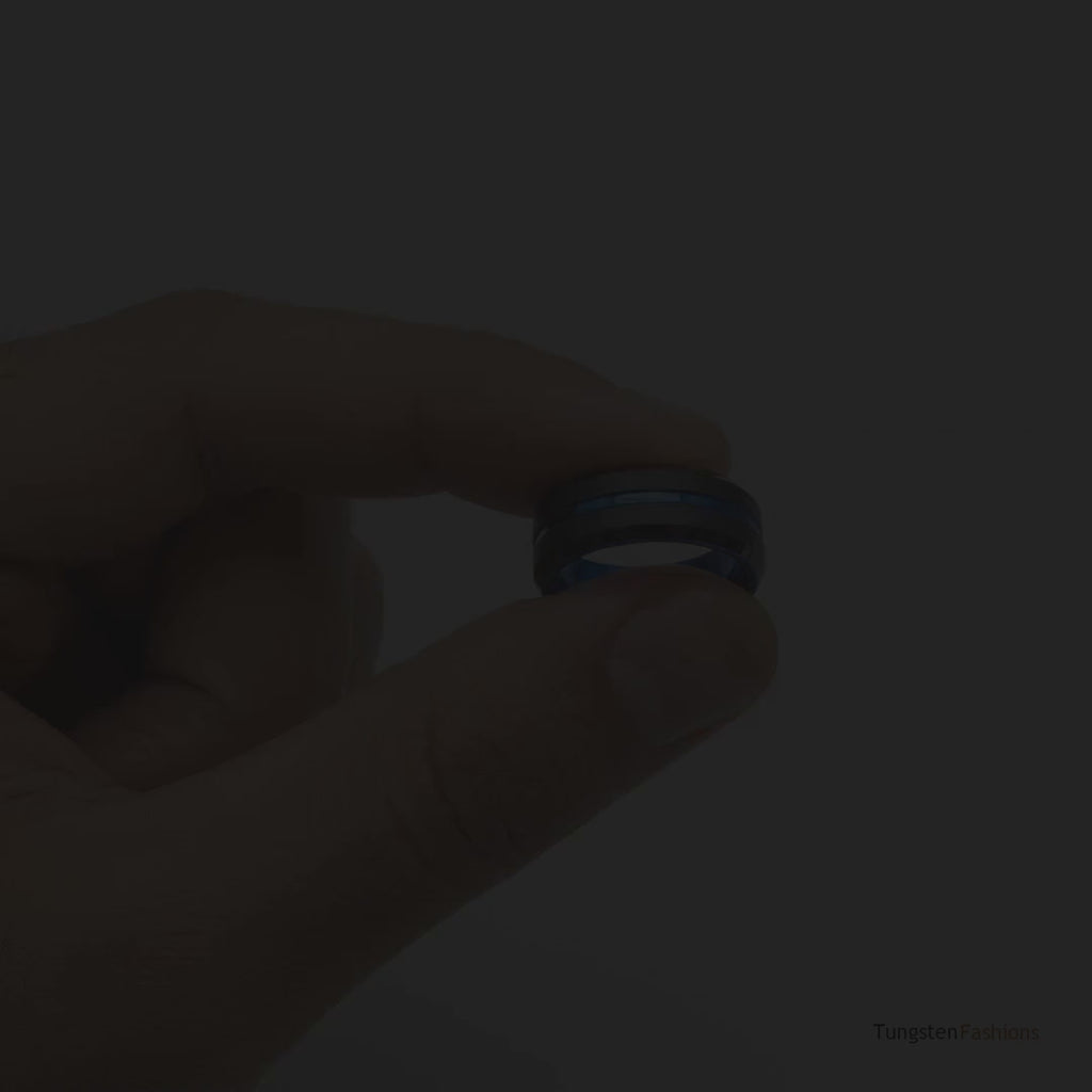 Cypress Thin Blue Line Tungsten Wedding Band 6mm