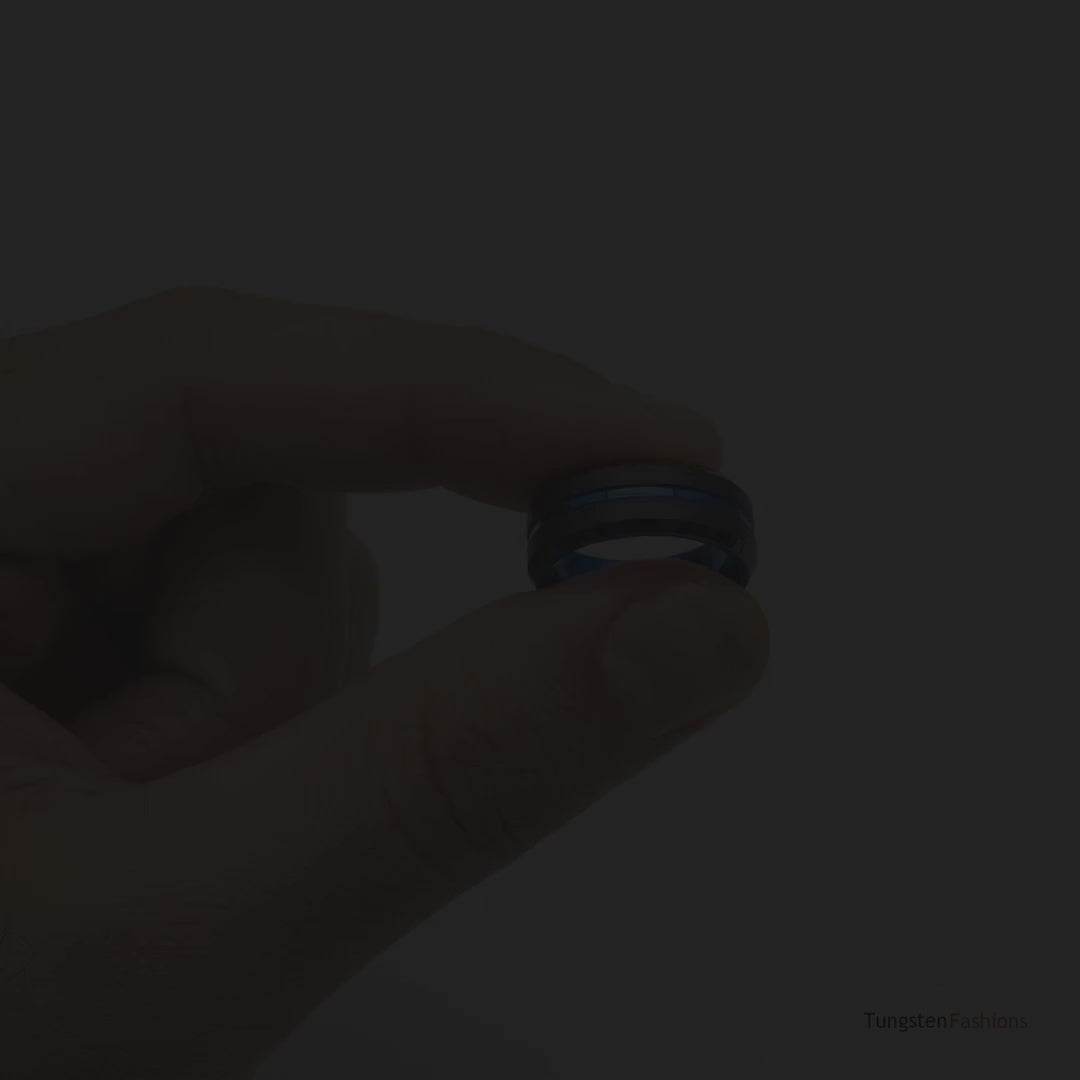 Cypress Thin Blue Line Tungsten Wedding Band 6mm