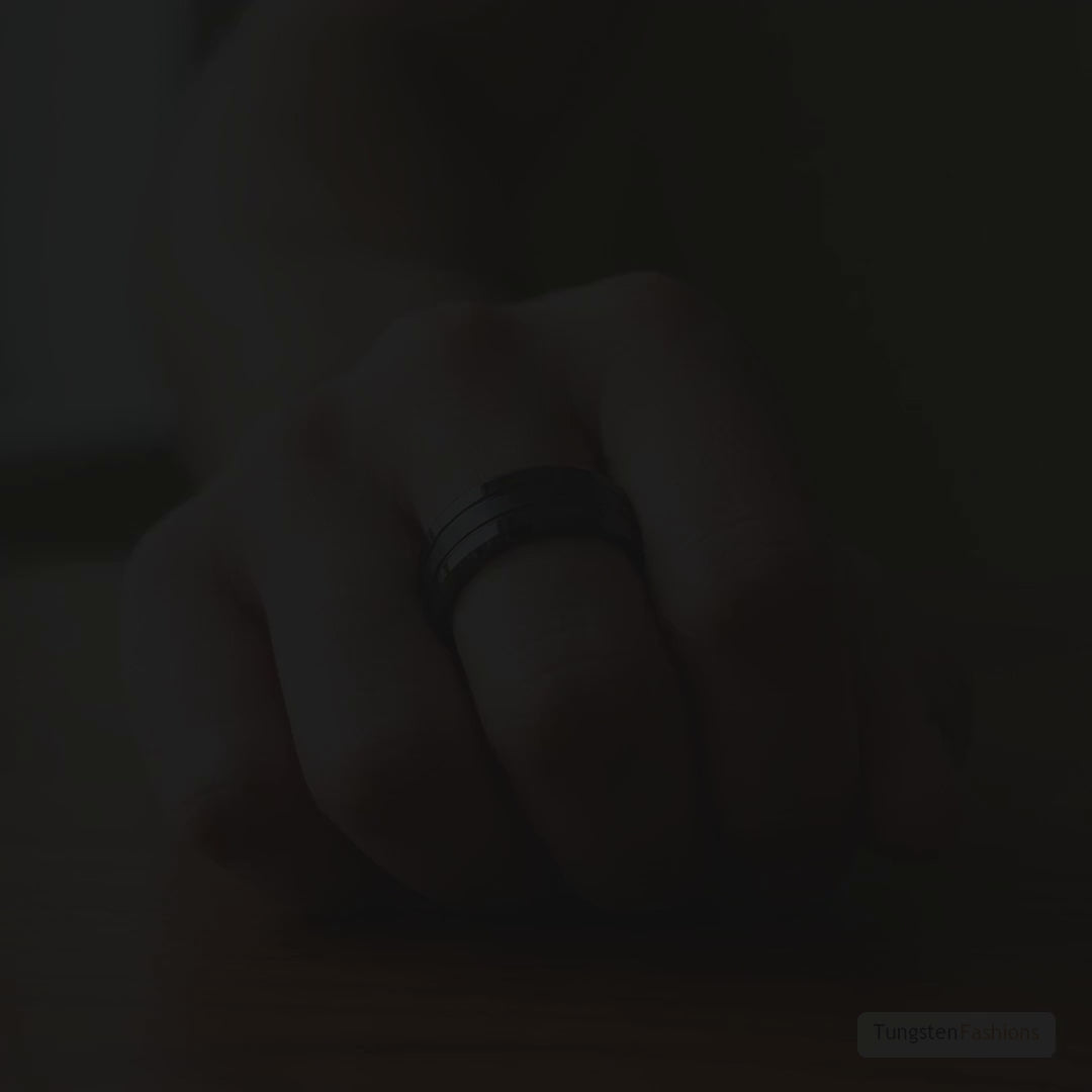 Marvo Men's Black Tungsten Wedding Band 8mm