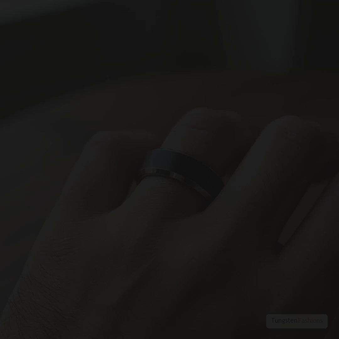 Genno Men's Black Matte Tungsten Wedding Band 8mm