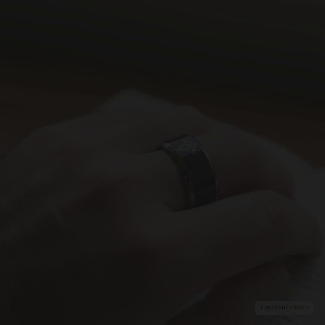 Masonic Men's Black Tungsten Ring 8mm