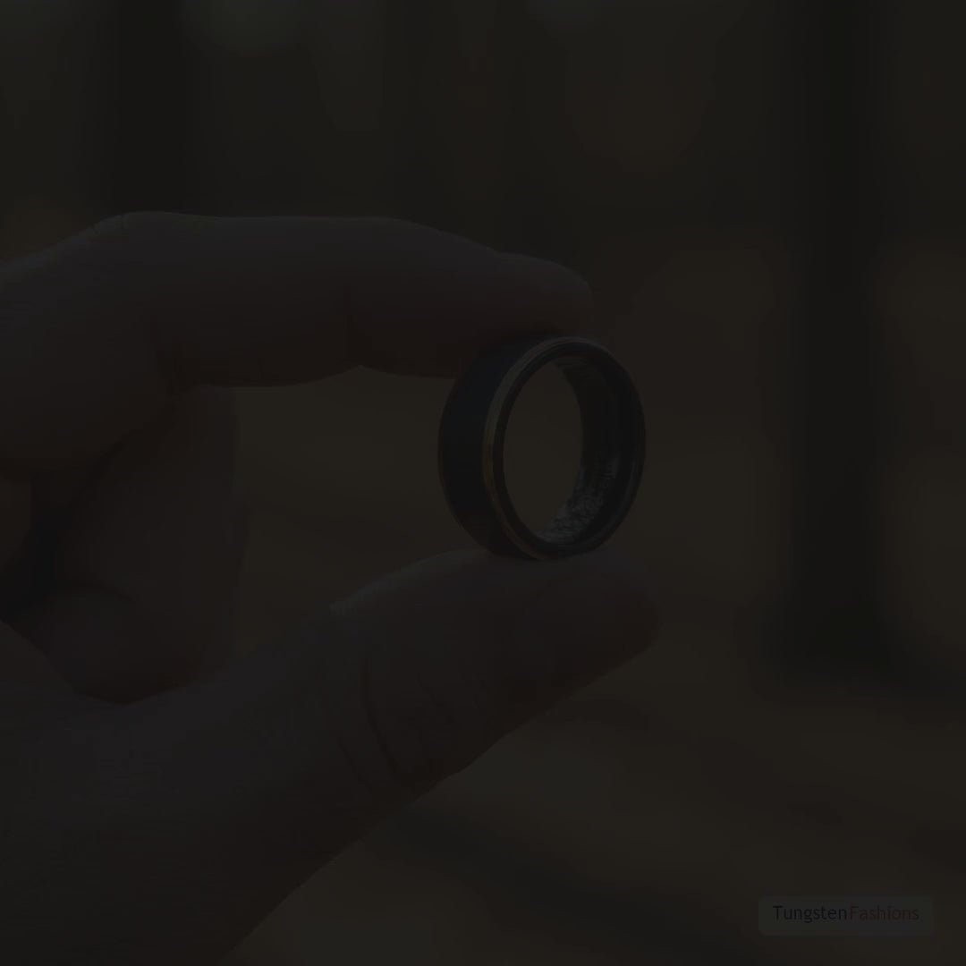 Black & Gold Men's Satin Tungsten Wedding Band 8mm