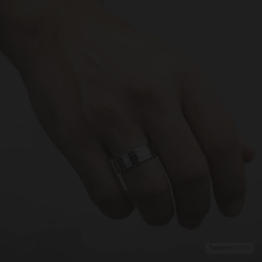 Xenos Silver Tungsten Wedding Band 6mm