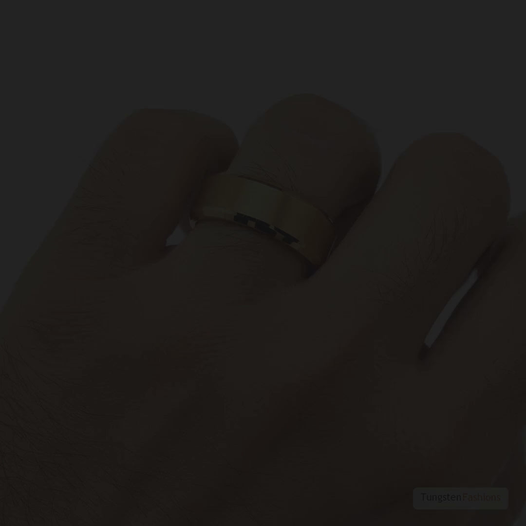 Gold Beveled Men's Tungsten Wedding Band 8mm