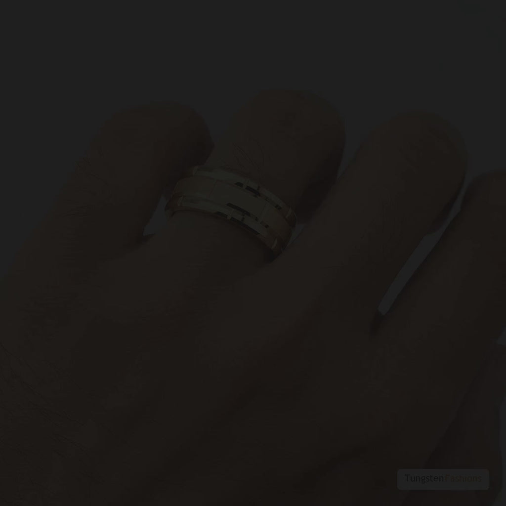 Gold Brick Men's Tungsten Wedding Band 8mm