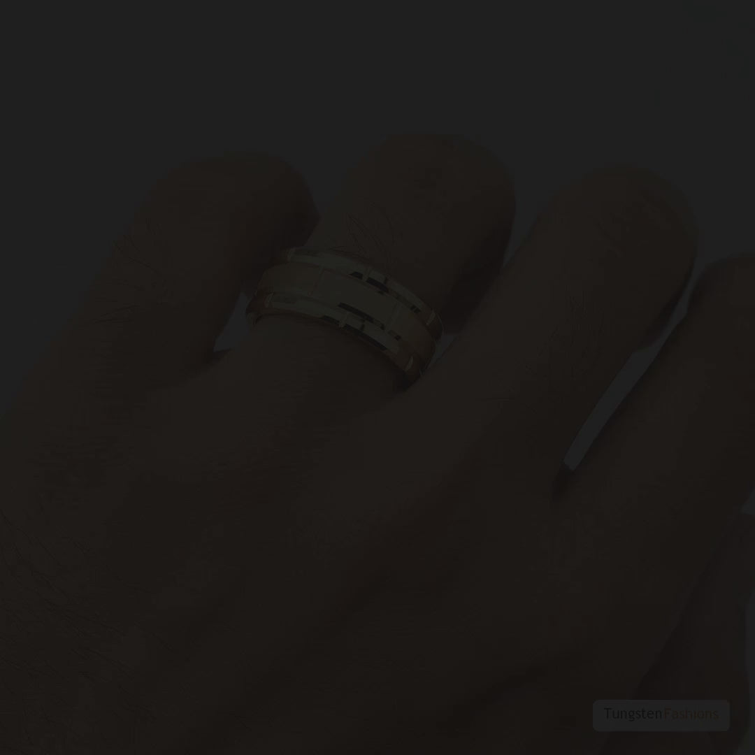 Gold Brick Men's Tungsten Wedding Band 8mm