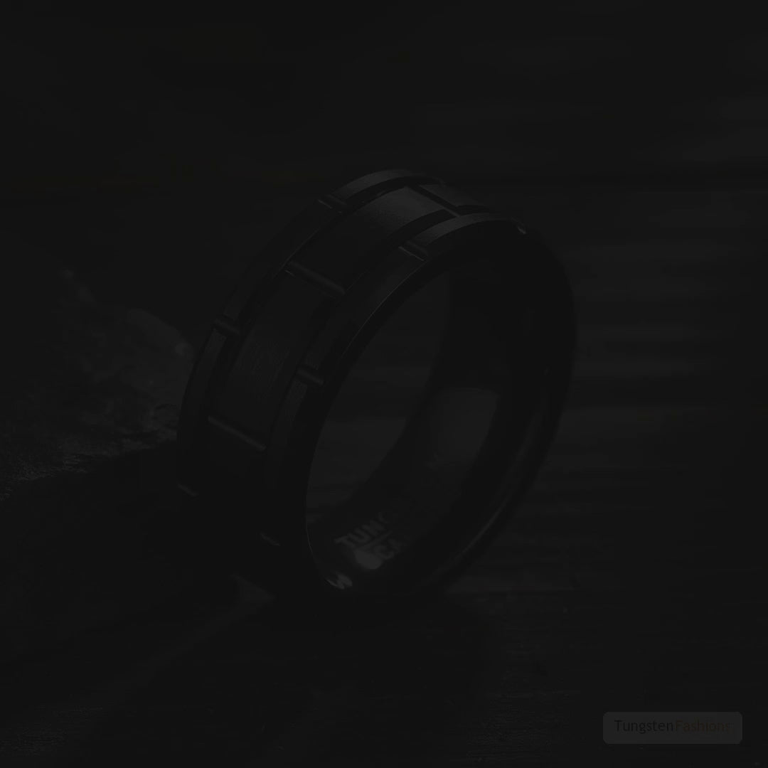Brick Men's Black Tungsten Wedding Band 8mm