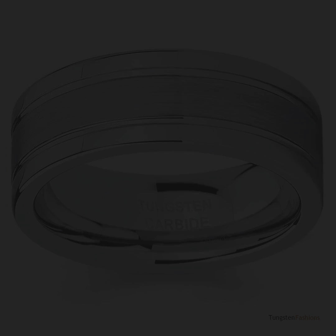 Renzo Men's Silver Tungsten Wedding Band 7mm