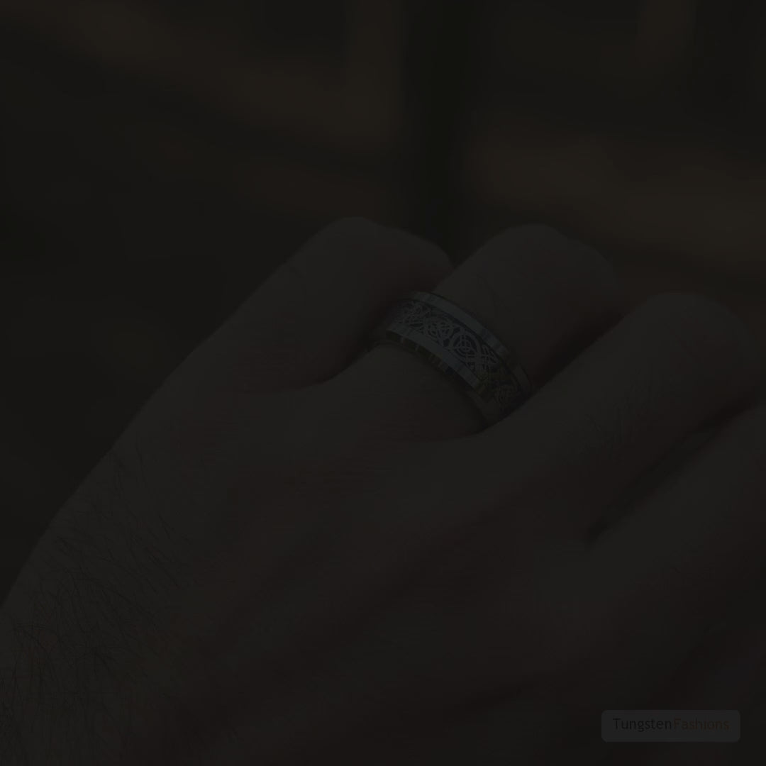 Dragon Lucky 8 Men's Black Tungsten Wedding Band 8mm