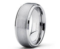 8mm brushed tungsten carbide wedding band