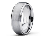 8mm brushed tungsten carbide wedding band