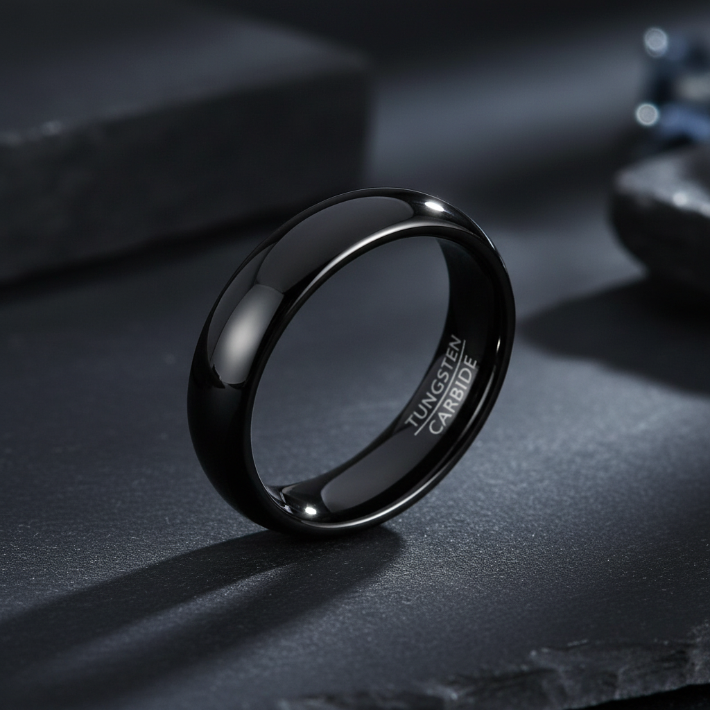 5mm Black Domed Tungsten Ring