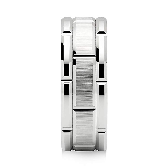 Silver Brick 8mm Tungsten Carbide Ring