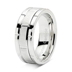 Silver Brick 8mm Tungsten Carbide Ring
