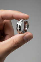 Silver Brick 8mm Tungsten Carbide Ring