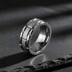 Silver Brick 8mm Tungsten Carbide Ring