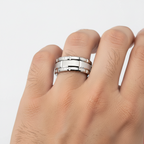 Silver Brick 8mm Tungsten Carbide Ring